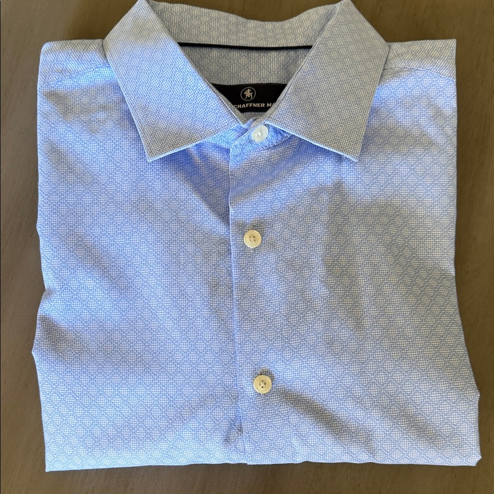 Hart Schaffner Marx Blue Geometric Dress Shirt